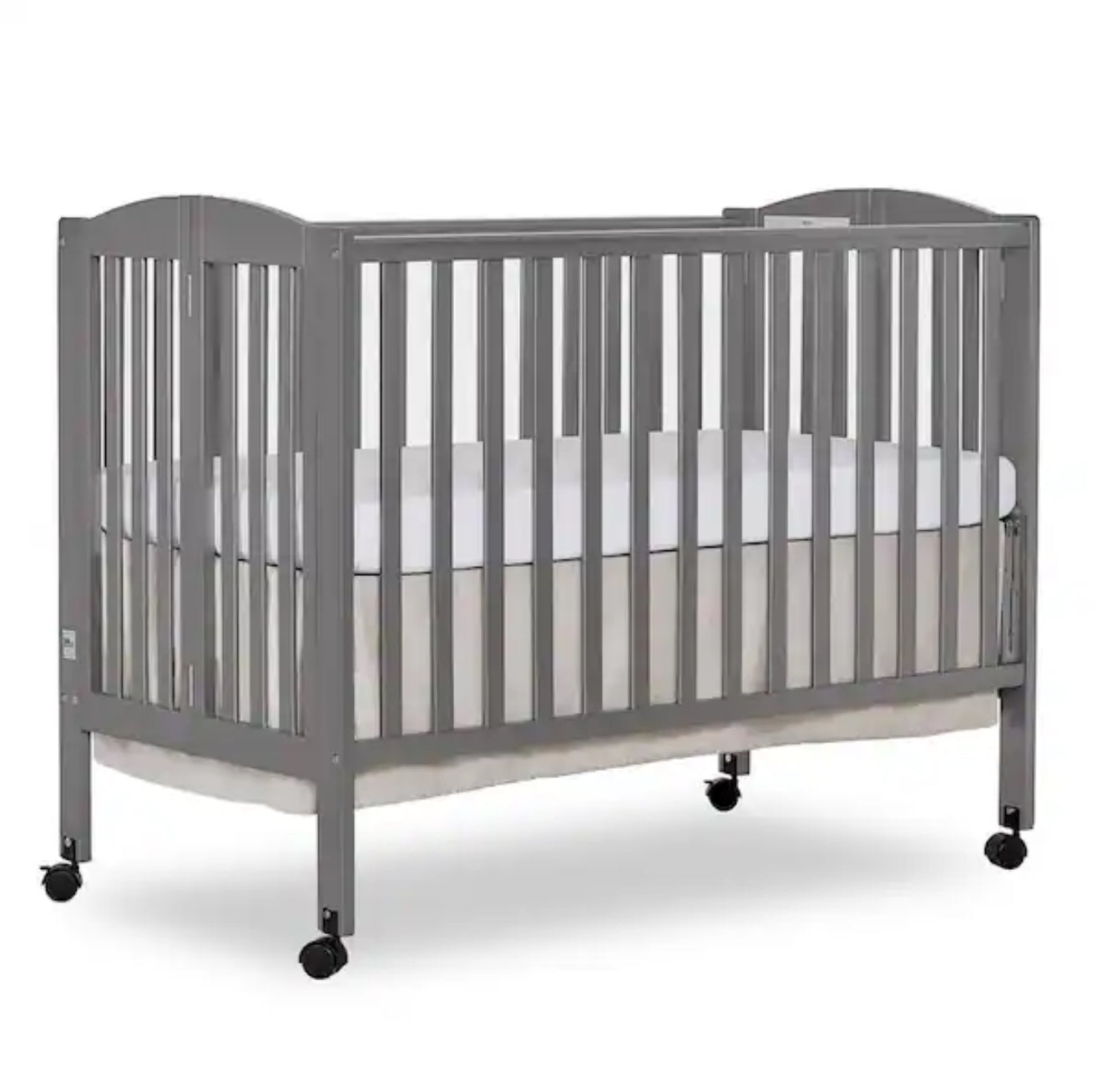 Folding full-size crib rental with mattress and sheet – sanitized and delivered