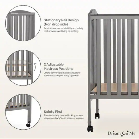 Folding full-size crib rental with mattress and sheet – sanitized and delivered